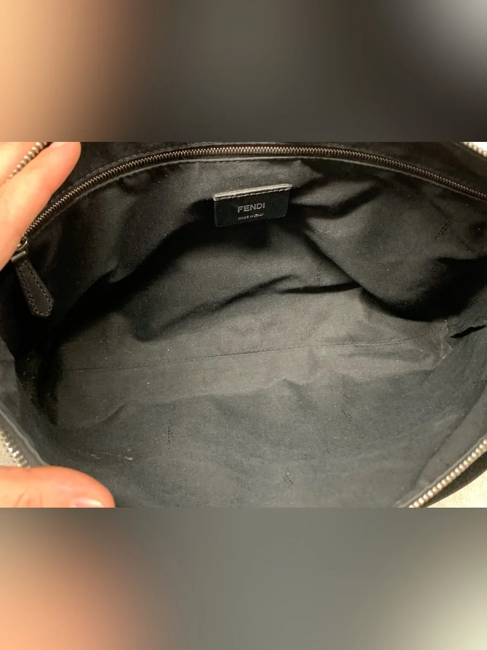 Fendi Diagonal FF Zucca Logo Black Messenger Bag